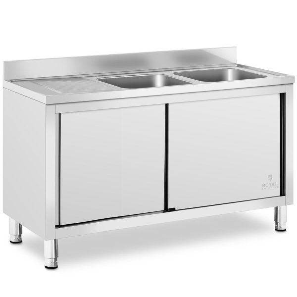 Divu ķemmīšu gastronomijas baseina izlietne ar klaunu ar bīdāmām durvīm 140 x 70 x 95 cm
