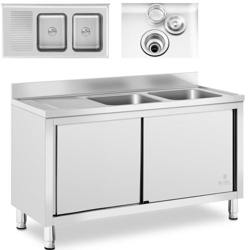 Divu ķemmīšu gastronomijas baseina izlietne ar klaunu ar bīdāmām durvīm 140 x 70 x 95 cm