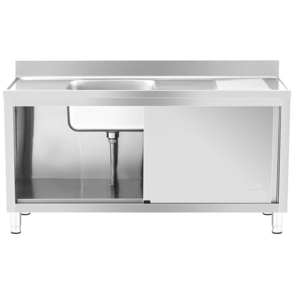 Viena gastronomiskā baseina izlietne ar skapi ar 160 x 60 x 94,5 cm bīdāmām durvīm