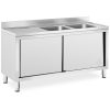 Divu ķemmīšu gastronomijas peldbaseins ar 160 x 60 x 95 cm bīdāmo durvju skapi