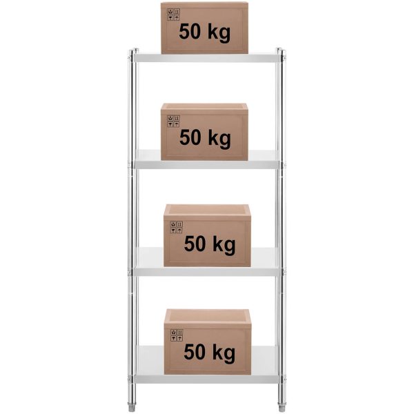 Nerūsējošā tērauda plaukts 4 plaukti 80x60cm augstums 180cm