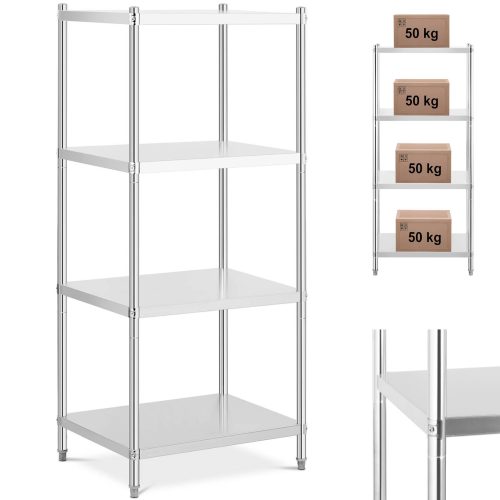 Nerūsējošā tērauda plaukts 4 plaukti 80x60cm augstums 180cm