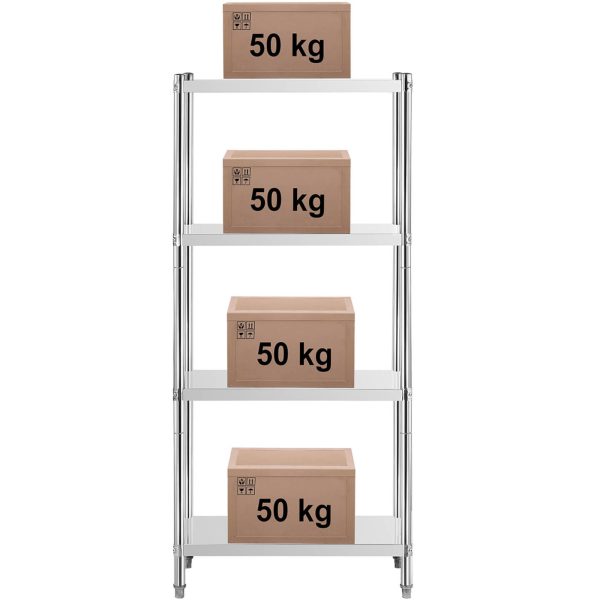 Gastronomijas metāla plaukts līdz 200 kg 80 x 40 x 180 cm