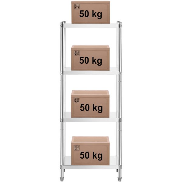 Gastronomijas metāla plaukts līdz 200 kg 70 x 40 x 180 cm