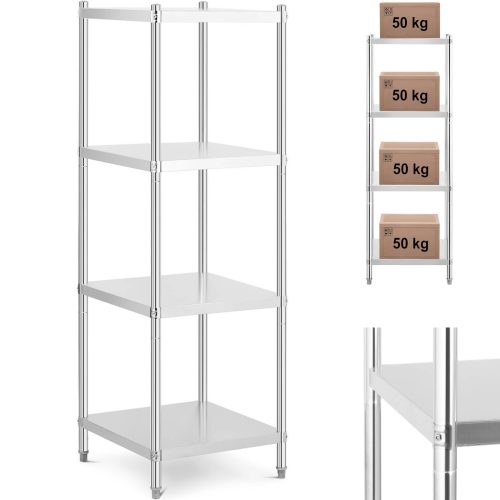 Gastronomijas metāla plaukts līdz 200 kg 60 x 60 x 180 cm
