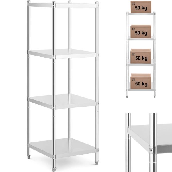 Gastronomijas metāla plaukts līdz 200 kg 60 x 60 x 180 cm