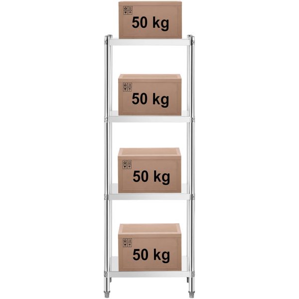 Gastronomijas metāla plaukts līdz 200 kg 60 x 40 x 180 cm