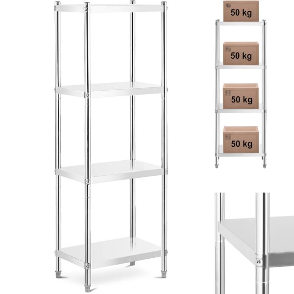 Gastronomijas metāla plaukts līdz 200 kg 60 x 40 x 180 cm