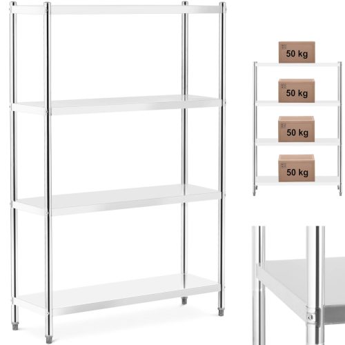 Gastronomijas metāla plaukts līdz 200 kg 120 x 40 x 180 cm