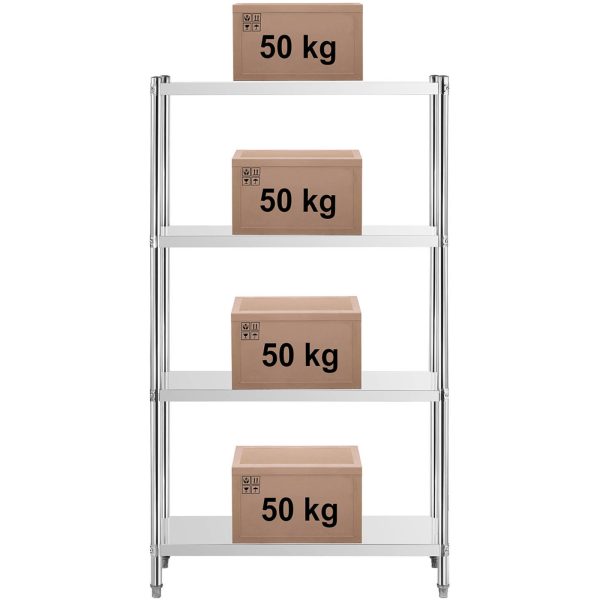 Gastronomijas metāla plaukts līdz 200 kg 100 x 40 x 180 cm