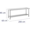 Centrālais gastronomiskais darba galds ar plauktu tēraudu 200 x 60 cm