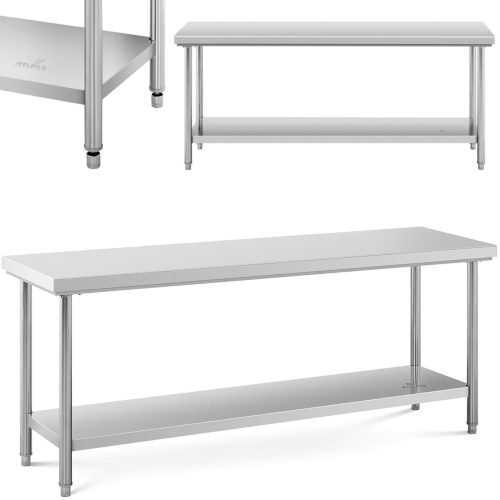 Centrālais gastronomiskais darba galds ar plauktu tēraudu 200 x 60 cm