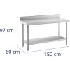 Gastronomijas darba galds ar malu un plauktu tēraudu 150 x 60 cm