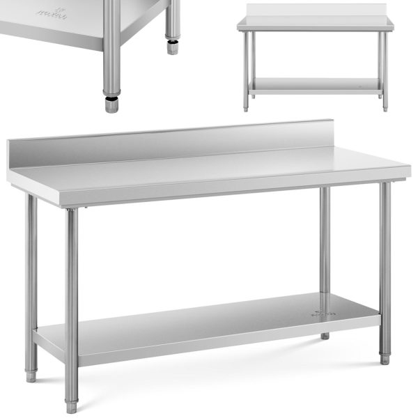 Gastronomijas darba galds ar malu un plauktu tēraudu 150 x 60 cm