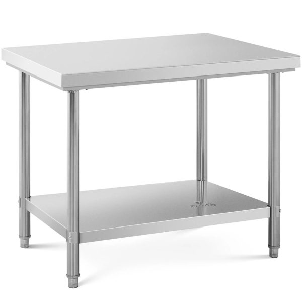 Centrālais tērauda darba virsmas galds ar plauktu 100 x 70 cm