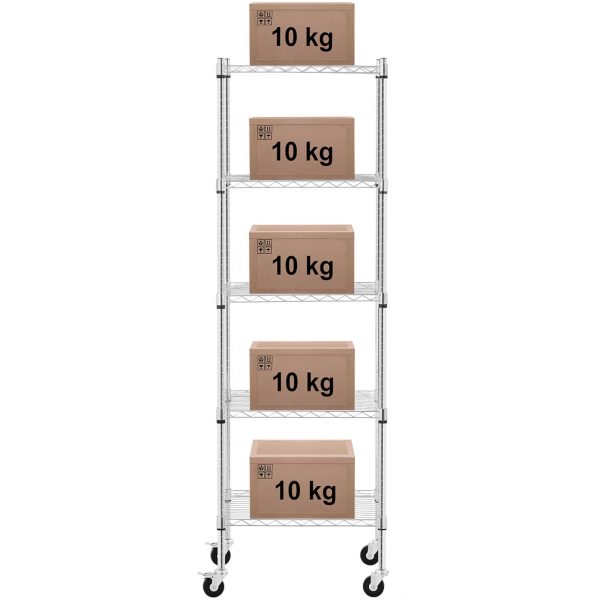 Atvēršanas stiepļu noliktavas plaukts uz riteņiem 5 plaukti līdz 50 kg 60x45x186 cm