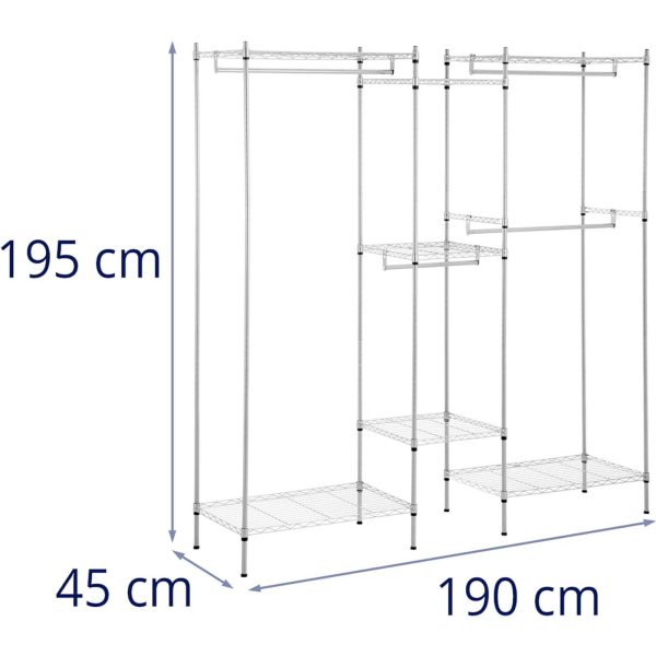 kas paredzēts garderobes skapim 7 plaukti 4 bāri 189 x 45 x 196 cm līdz 210 kg
