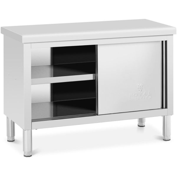 Gastronomijas galds ar skapi ar bīdāmām durvīm tērauda 120 x 50 cm līdz 390 kg