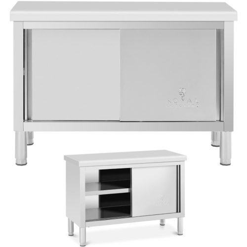 Gastronomijas galds ar skapi ar bīdāmām durvīm tērauda 120 x 50 cm līdz 390 kg