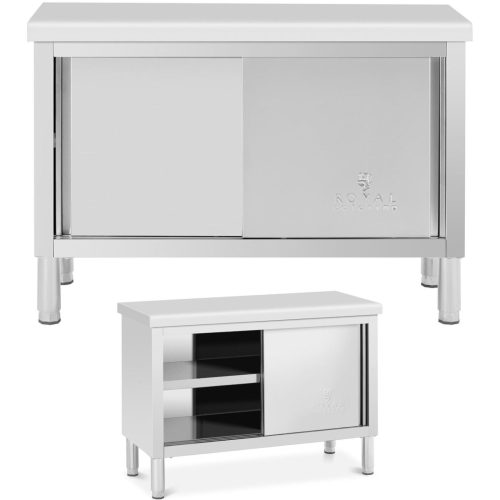 Gastronomijas galds ar skapi ar bīdāmām durvīm tērauda 120 x 50 cm līdz 330 kg