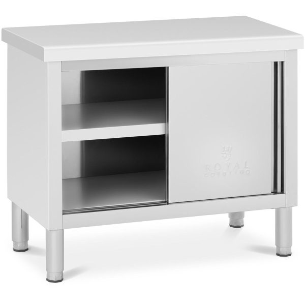 Gastronomijas galds ar skapi ar bīdāmām durvīm tērauda 100 x 50 cm līdz 330 kg