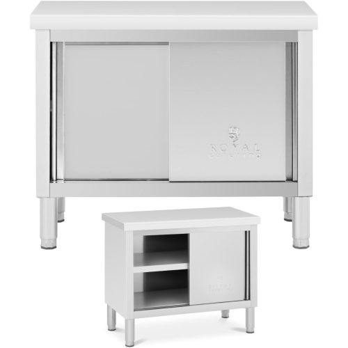 Gastronomijas galds ar skapi ar bīdāmām durvīm tērauda 100 x 50 cm līdz 330 kg