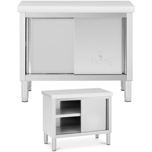 Gastronomijas galds ar skapi ar bīdāmām durvīm tērauda 100 x 50 cm līdz 285 kg