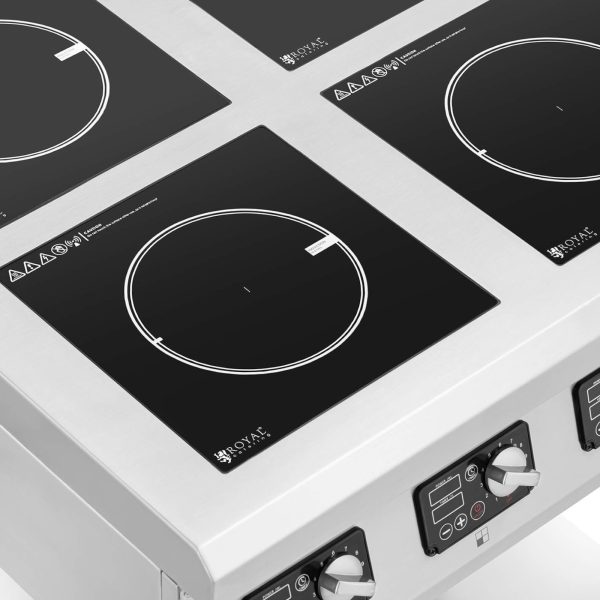 4 -Burnera indukcijas virtuve ar atvērtu bāzi 400 V 4 X 3500 W