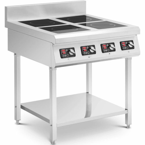 4 -Burnera indukcijas virtuve ar atvērtu bāzi 400 V 4 X 3500 W