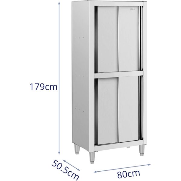 Nerūsējošā tērauda uzglabāšanas gastronomiskais skapis. Ierobežotas durvis 120 kg 80 x 50 x 180 cm