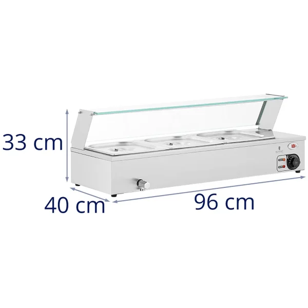 Bemar sildītāja sildītāja sildīšanas bufete ar 3 x GN 1/2 2000 W pārsegu