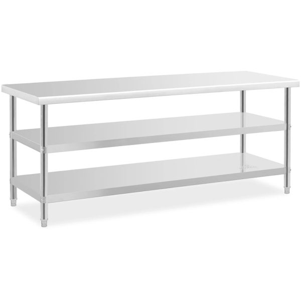 Virtuves galds ar 2 plauktu tērauda nerūsējošo tēraudu 200 x 70 cm