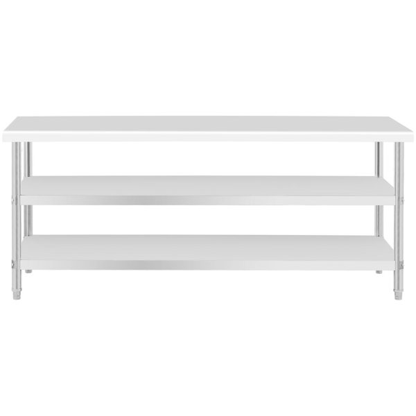 Virtuves galds ar 2 plauktu tērauda nerūsējošo tēraudu 200 x 70 cm