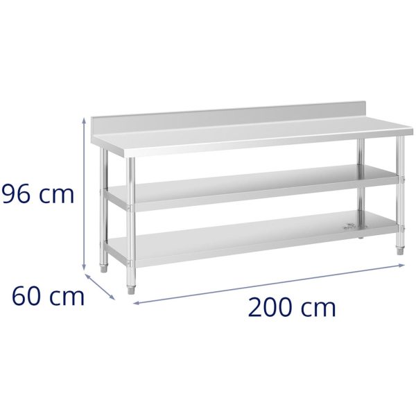 Galda darba galda tērauda mortopulārais tērauds ar 2 plauktu malu 200x60cm