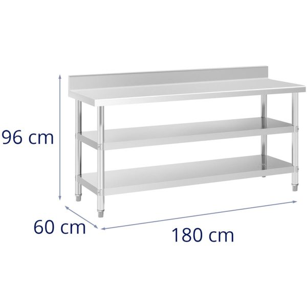 Galda darba galds tērauda Mortoperland ar 2 plauktu 180x60cm malu