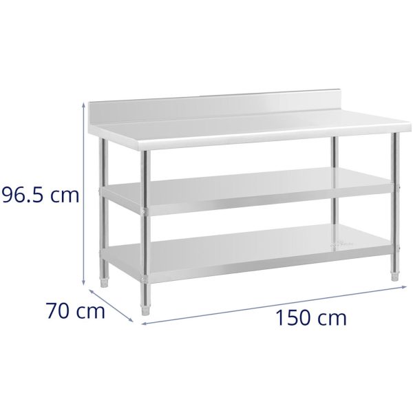Galda darba augšējais tērauda pašvaldības tērauds ar 2 plauktu malu 150x70cm
