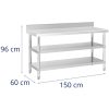 Galda darba galda tērauda mortopulārais tērauds ar 2 plauktu malu 150x60cm