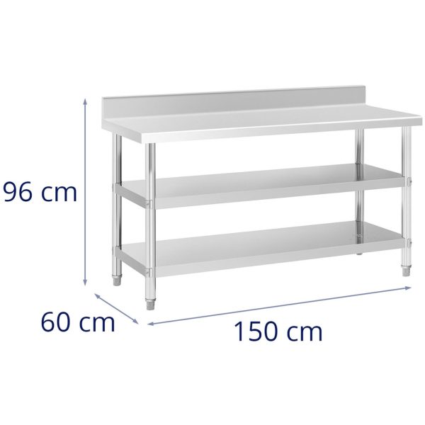 Galda darba galda tērauda mortopulārais tērauds ar 2 plauktu malu 150x60cm