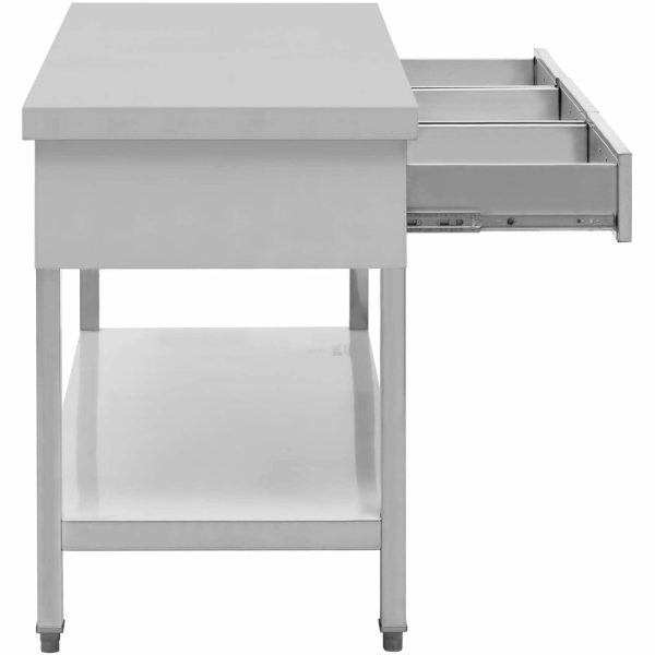 Galda galda gastronomijas tērauda augšdaļa ar atvilktnēm 150 x 60 cm līdz 295 kg