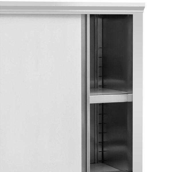 Nerūsējošā tērauda uzglabāšanas noliktavas noliktavas noliktavas bīdāmās durvis 200 kg 120 x 50 x 180 cm