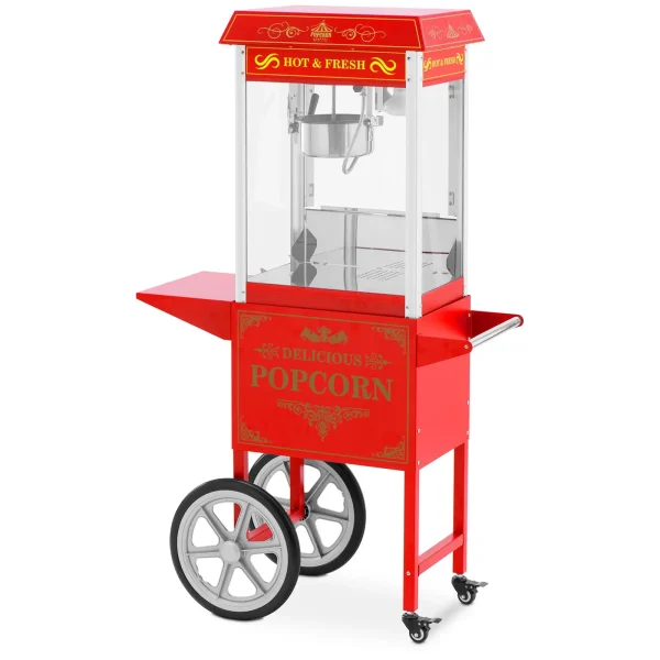 Profesionāla popkorna mašīna ratiņkrēslā ar retro apgaismojumu 88 L 1600 W Red