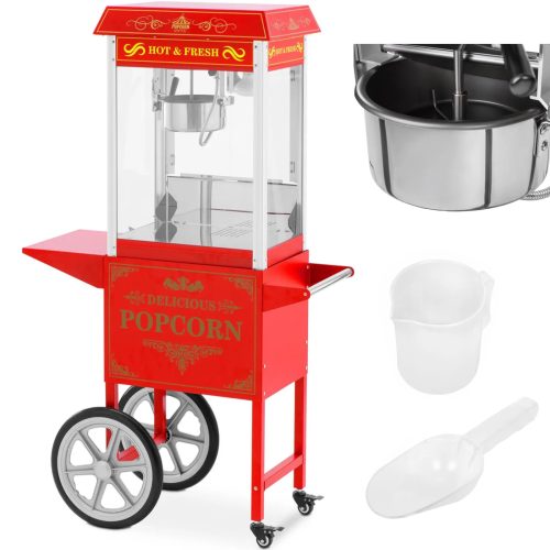 Profesionāla popkorna mašīna ratiņkrēslā ar retro apgaismojumu 88 L 1600 W Red