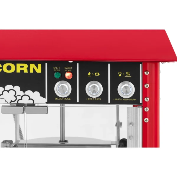 Mašīnas ierīce popkorna retro teflona 1600 grauzdēšanai 5-6 kg/h - sarkanā krāsā