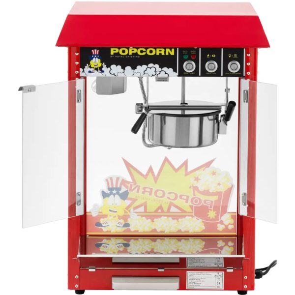 Mašīnas ierīce popkorna retro teflona 1600 grauzdēšanai 5-6 kg/h - sarkanā krāsā