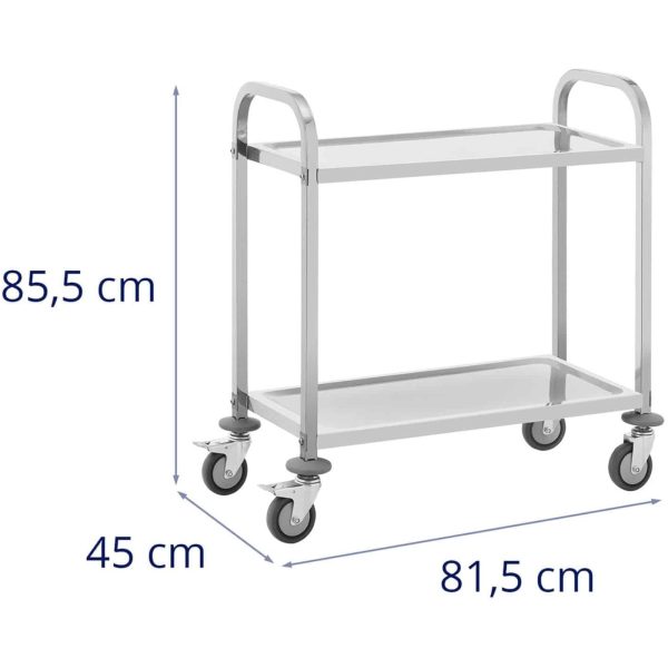 Ēdināšanas viesmīles ratiņi 2 plauktu pasniegšanai 70 x 40 cm līdz 64 kg