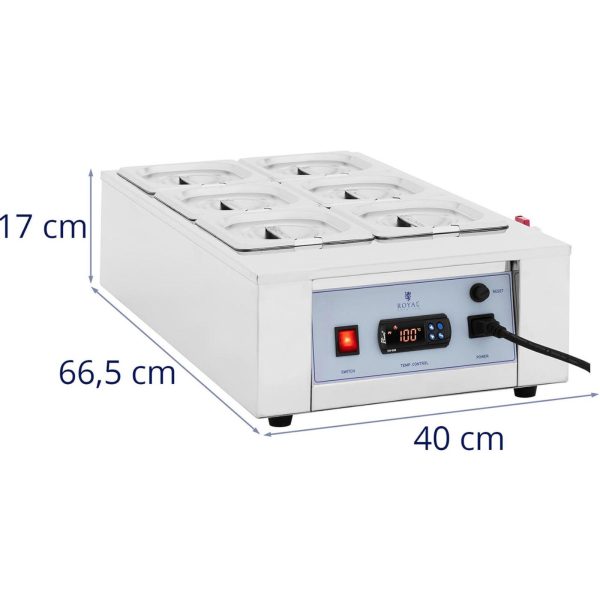 Šokolādes sildītājs elektriskām mērcēm 6 x 1,5 l 1500 W
