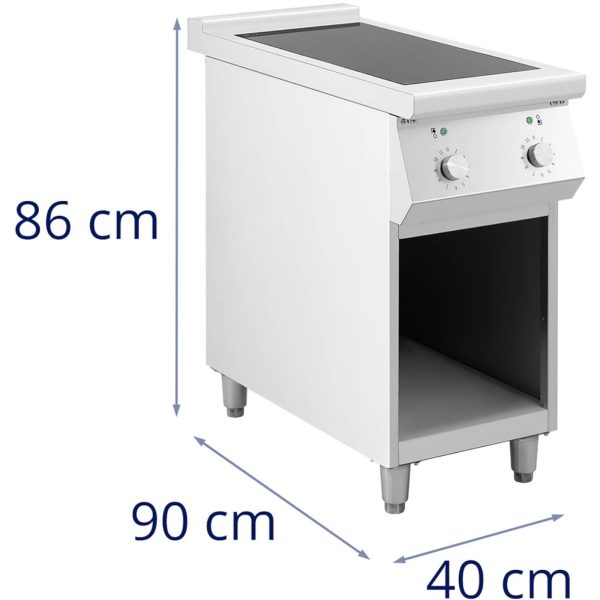 Indukcijas virtuve 2 bezmaksas deglis uz atvērtas bāzes 400 V 8500 W
