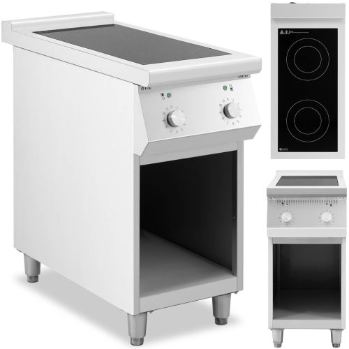 Indukcijas virtuve 2 bezmaksas deglis uz atvērtas bāzes 400 V 8500 W