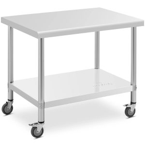 Gastronomiskais metāla galds uz riteņiem ar plaukta tēraudu 70 x 100 cm