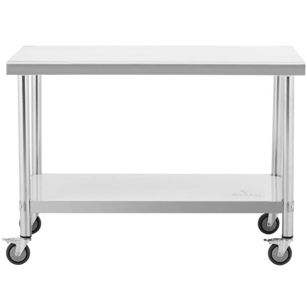 Gastronomiskais metāla galds uz riteņiem ar plaukta tēraudu 70 x 120 cm
